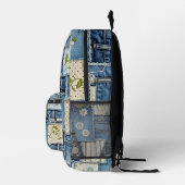 Patchwork Denim Bedrukte Rugzak (Rechts)