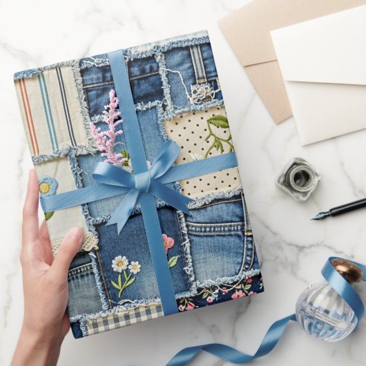 Patchwork Denim Cadeaupapier (Geschenken)