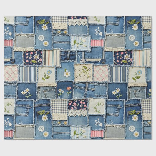 Patchwork Denim Cadeaupapier (Vlak)