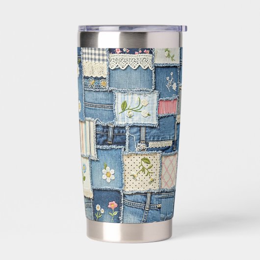 Patchwork Denim Geïsoleerde Drinkbeker (Links)