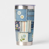 Patchwork Denim gepersonaliseerd Geïsoleerde Drinkbeker (Links)