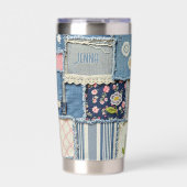 Patchwork Denim gepersonaliseerd Geïsoleerde Drinkbeker (Voorkant)