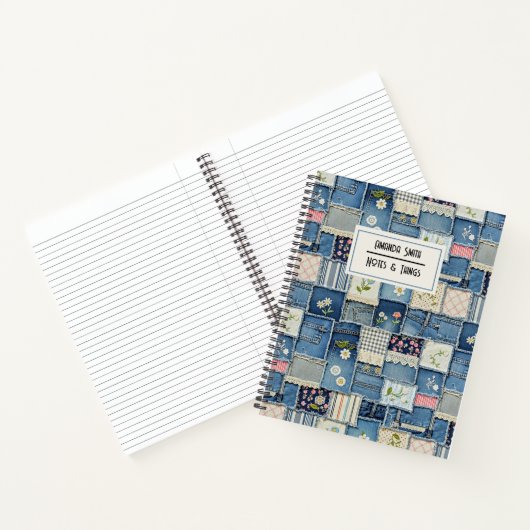 Patchwork Denim gepersonaliseerd Notitieboek (Binnen)