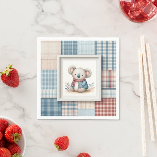 Patchwork Denim Koala Paper Napkin Servet (Insitu)
