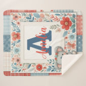 Patchwork Denim Koala Sherpa Blanket Deken (Voorkant (horizontaal))