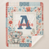 Patchwork Denim Koala Sherpa Blanket Sherpa Deken (Voorkant)