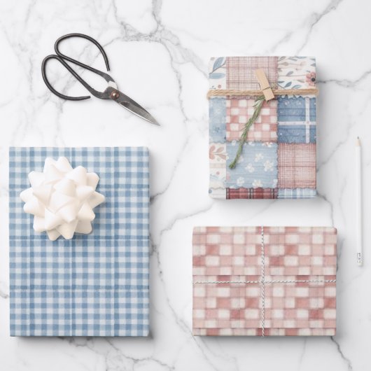 Patchwork Denim Koala Wrapping Sheets Inpakpapier Vel (Voorkant)