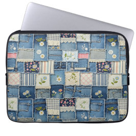 Patchwork Denim Laptop Sleeve