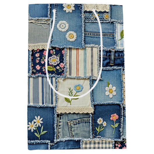 Patchwork Denim Medium Cadeauzakje (Voorkant)