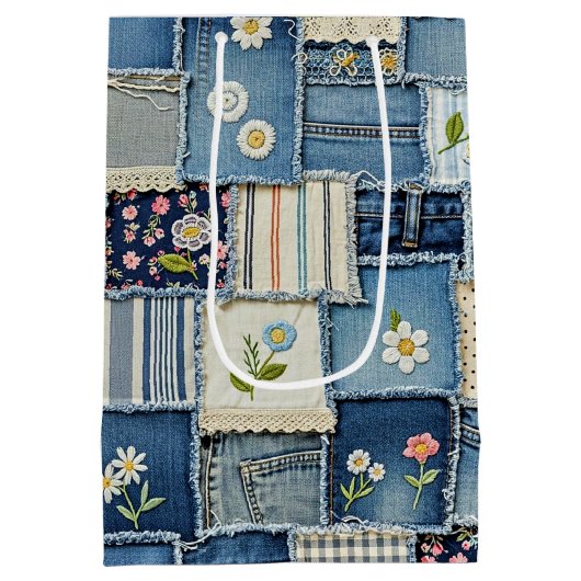 Patchwork Denim Medium Cadeauzakje (Achterkant)