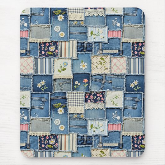 Patchwork Denim Muismat (Voorkant)