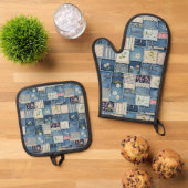 Patchwork Denim Ovenwant & Pannenlap Set (Top down)