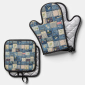 Patchwork Denim Ovenwant & Pannenlap Set (Voorkant / Achterkant)