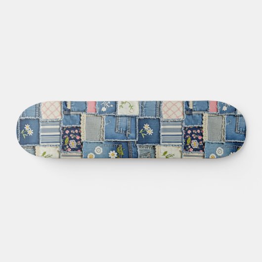 Patchwork Denim Persoonlijk Skateboard (Horizontaal)