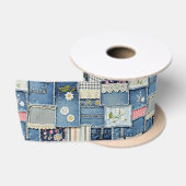 Patchwork Denim Satijnen Lint (Spoel)