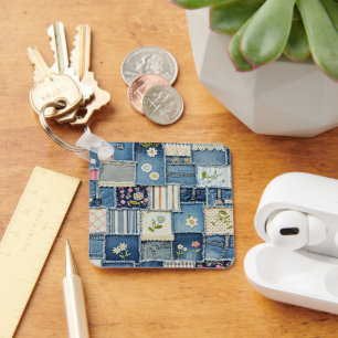 Patchwork Denim Sleutelhanger
