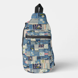 Patchwork Denim Sling Bag