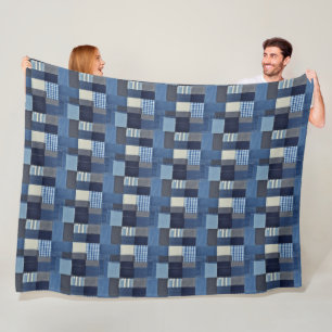 Patchwork Denim Stof Art Illustratie No10 Fleece Deken