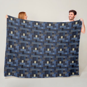 Patchwork Denim Stof Art Illustratie No13 Fleece Deken