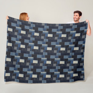 Patchwork Denim Stof Art Illustratie No14 Fleece Deken