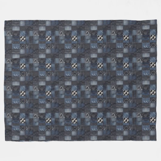 Patchwork Denim Stof Art Illustratie No15 Fleece Deken (Voorkant (Horizontaal))