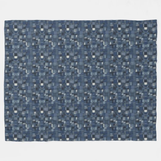 Patchwork Denim Stof Art Illustratie No16 Fleece Deken (Voorkant (Horizontaal))