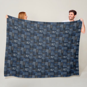 Patchwork Denim Stof Art Illustratie No17 Fleece Deken
