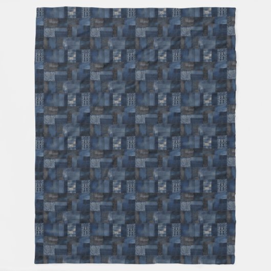 Patchwork Denim Stof Art Illustratie No17 Fleece Deken (Voorkant)