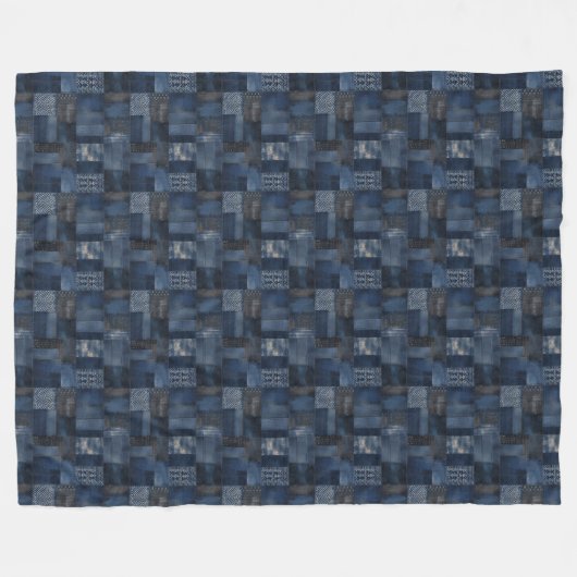 Patchwork Denim Stof Art Illustratie No17 Fleece Deken (Voorkant (Horizontaal))
