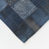 Patchwork Denim Stof Art Illustratie No17 Fleece Deken (Hoek)