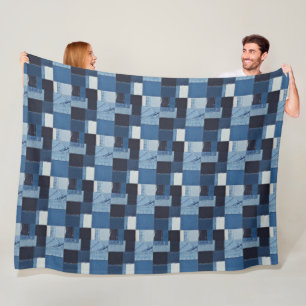Patchwork Denim Stof Art Illustratie No18 Fleece Deken