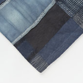 Patchwork Denim Stof Art Illustratie No19 Fleece Deken (Hoek)
