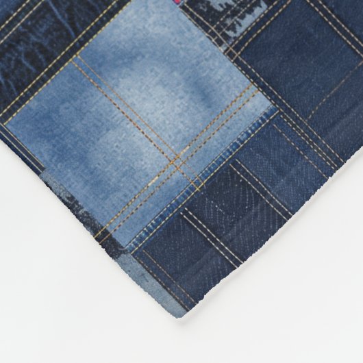 Patchwork Denim Stof Art Illustratie No1 Fleece Deken (Hoek)