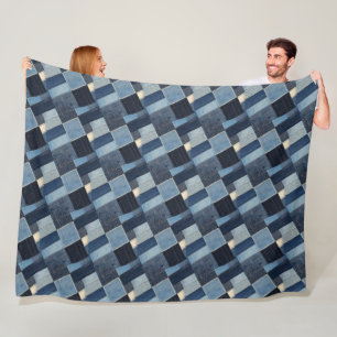 Patchwork Denim Stof Art Illustratie No2 Fleece Deken