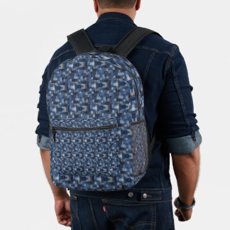 Patchwork Denim Stof Art Illustratie No3 Bedrukte Rugzak