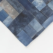 Patchwork Denim Stof Art Illustratie No3 Fleece Deken (Hoek)