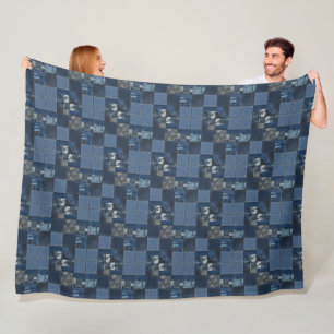 Patchwork Denim Stof Art Illustratie No4 Fleece Deken