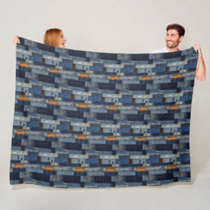 Patchwork Denim Stof Art Illustratie No6 Fleece Deken