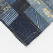 Patchwork Denim Stof Art Illustratie No6 Fleece Deken (Hoek)