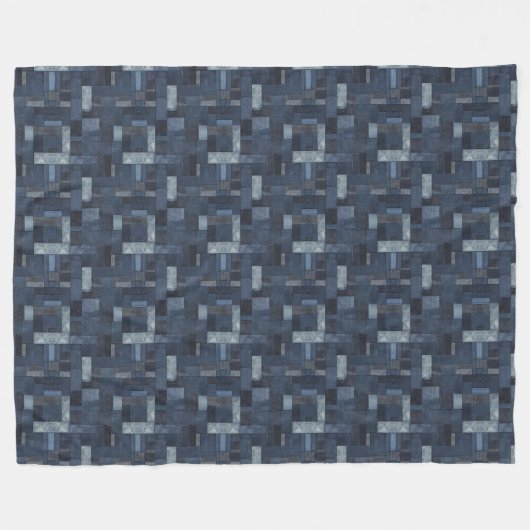 Patchwork Denim Stof Art Illustratie No8 Fleece Deken (Voorkant (Horizontaal))