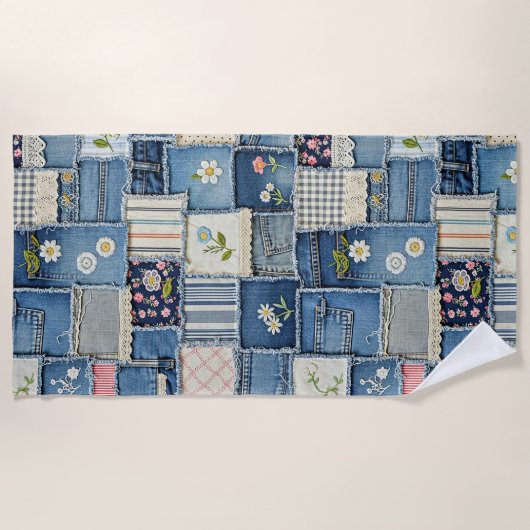 Patchwork Denim Strandlaken (Voorkant)