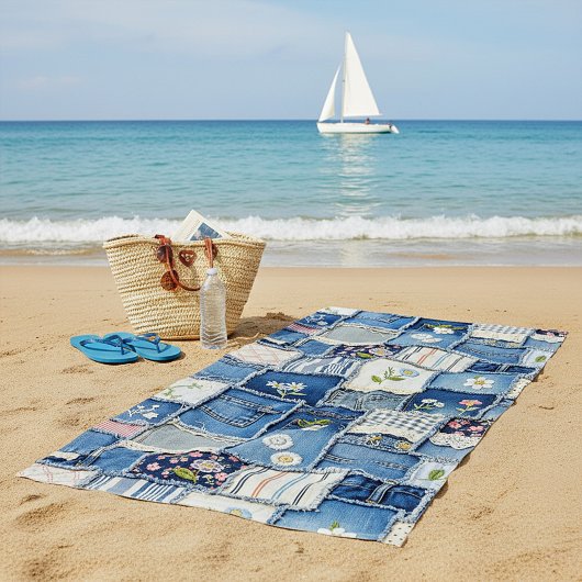 Patchwork Denim Strandlaken