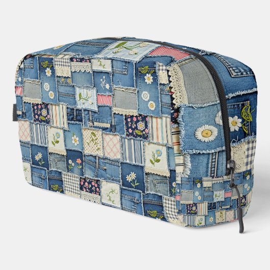 Patchwork Denim Toilettasje (Rechterhoek)