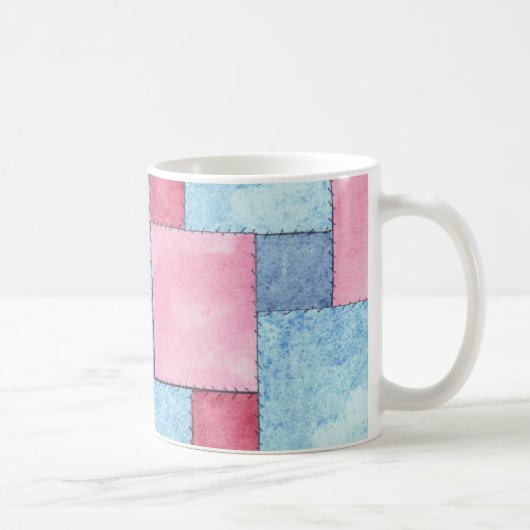 Patchwork Design Coffee Mok, Pinks, Blues Koffiemok (Rechts)