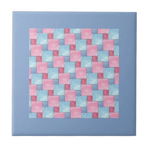 Patchwork Design Tegel, Pinks, Blues Tegeltje