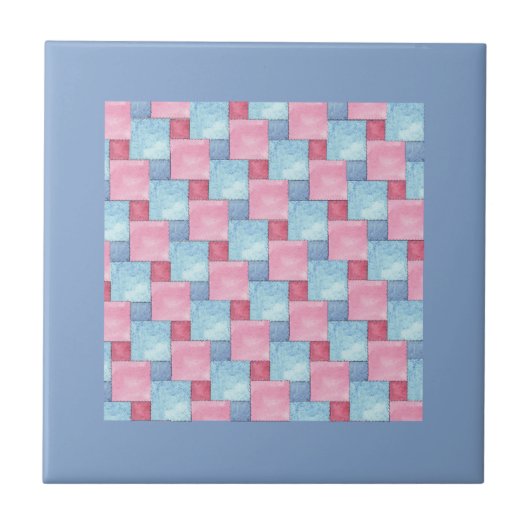 Patchwork Design Tegel, Pinks, Blues Tegeltje (Voorkant)