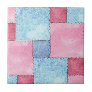 Patchwork Design Tegel, Pinks, Blues Tegeltje