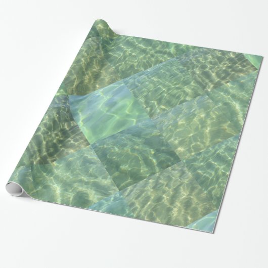 Patchwork Diamond Aquamarine Water Cadeaupapier (Uitgerold)