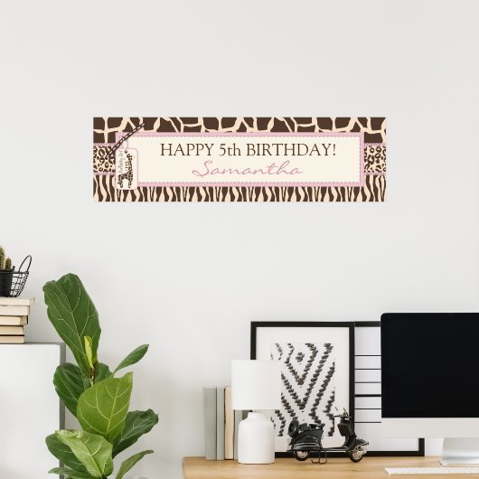 Patchwork Dierafdrukken en Giraffe-jaarbanner Poster (Thuiskantoor)