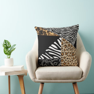 Patchwork Dierenprint Zebra Luipaard Kussen